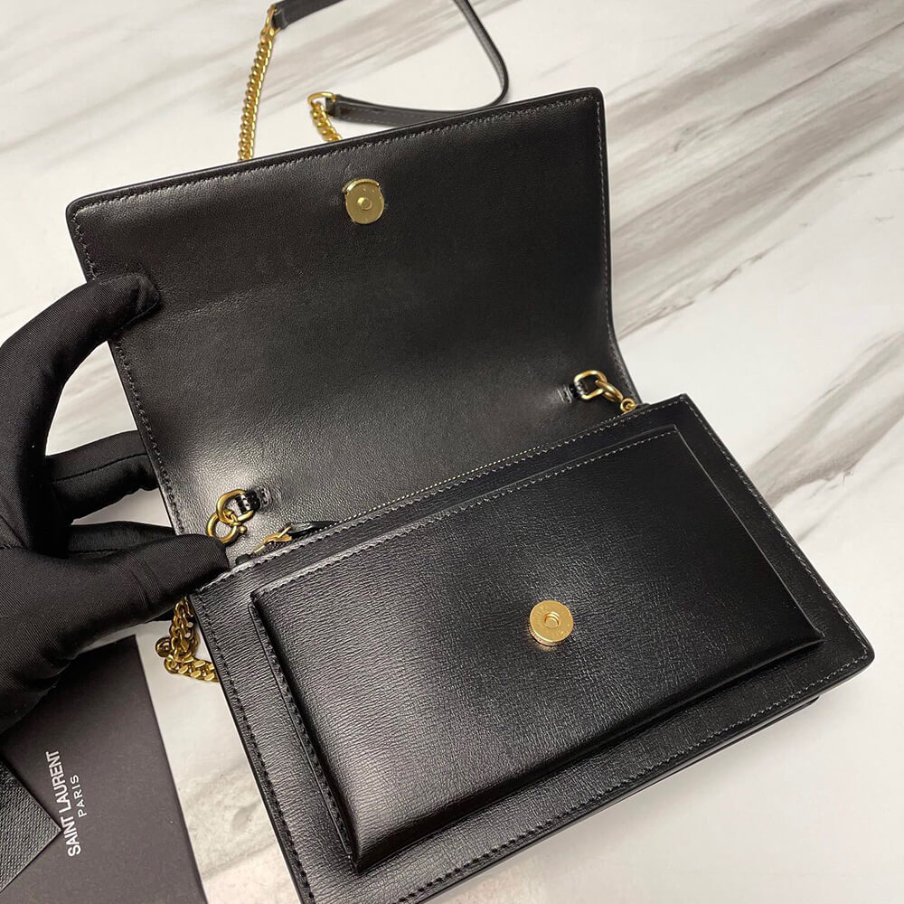 YSL SUNSET BAG CHAIN WALLET IN SMOOTH LEATHER - Replica Luxury Bags™
