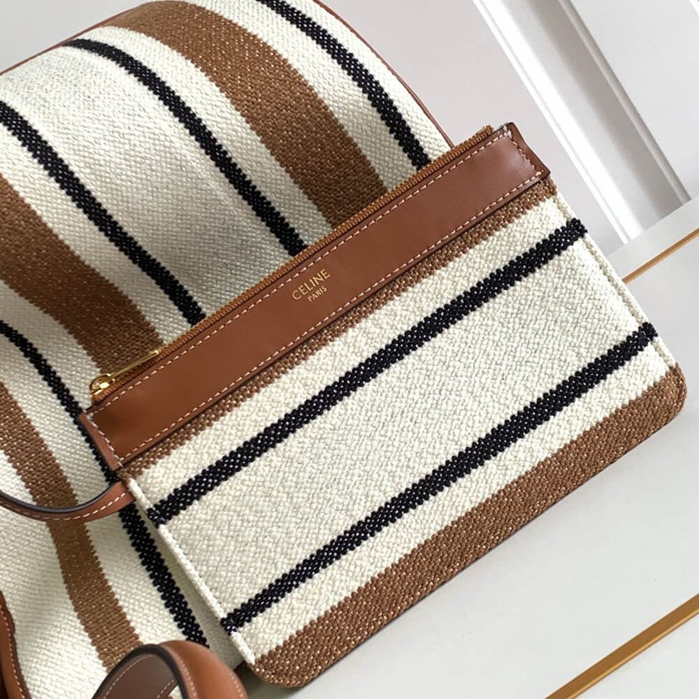 Celine Bucket 16 Bag in Striped Textile With Celine Jacquard - Replica Luxury Bags™