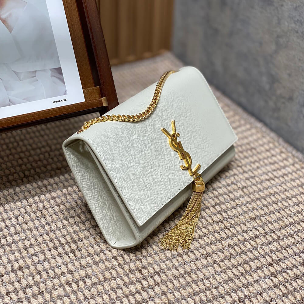 YSL Kate Medium Tassel Bag in Grain De Poudre Embossed Leather - Replica Luxury Bags™