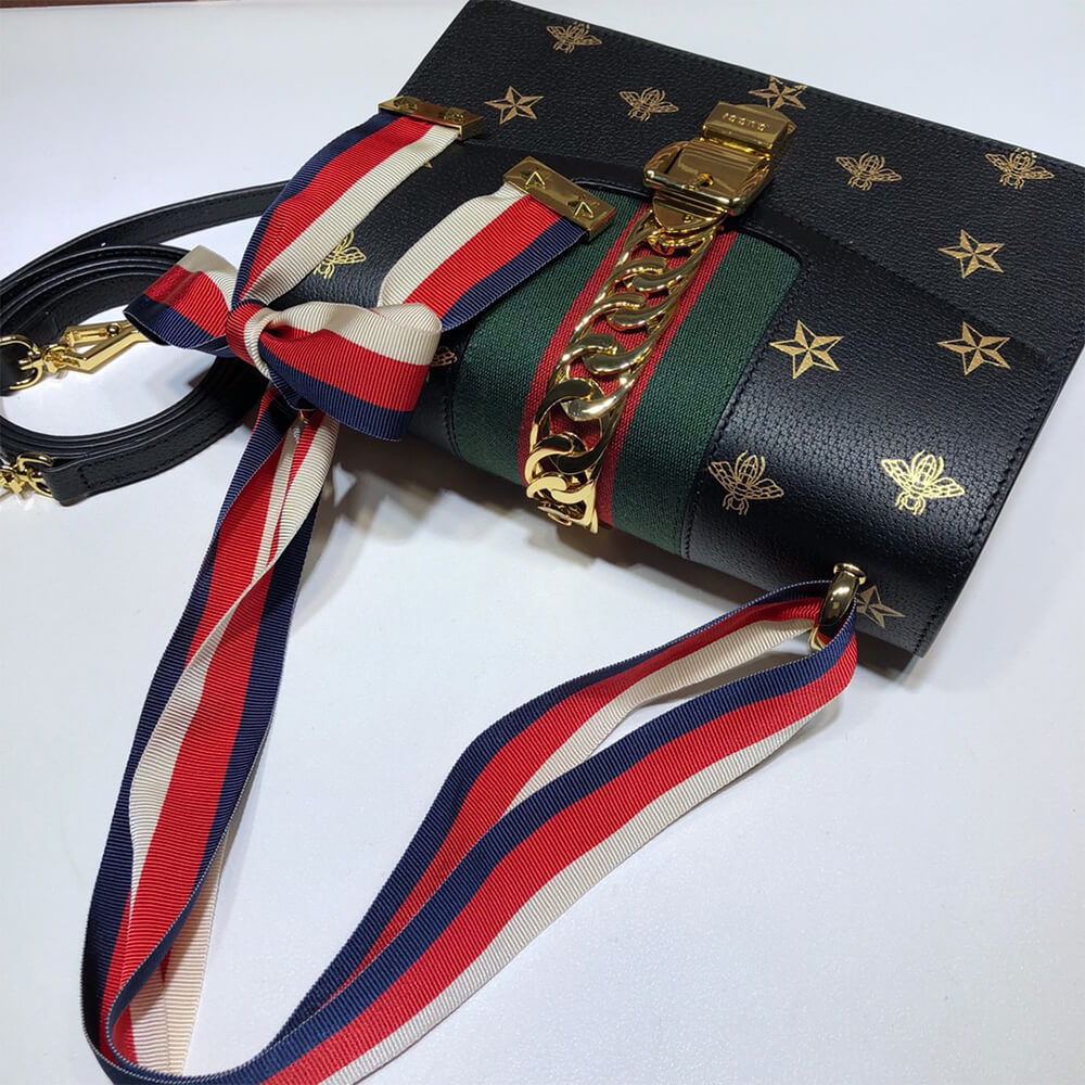Gucci GG Sylvie Bee Star Small Shoulder Bag - Replica Luxury Bags™