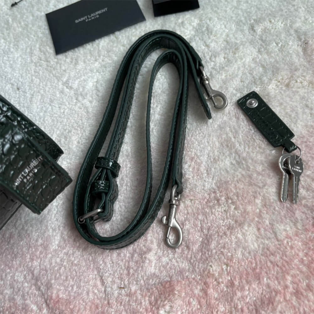 YSL Sac De Jour Nano Bag In Embossed Crocodile Shiny Leather - Replica Luxury Bags™