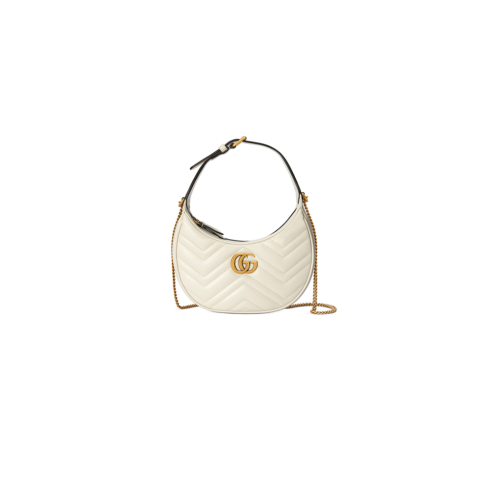 Gucci GG Marmont Half-moon-shaped Mini Bag in White - Replica Luxury Bags™