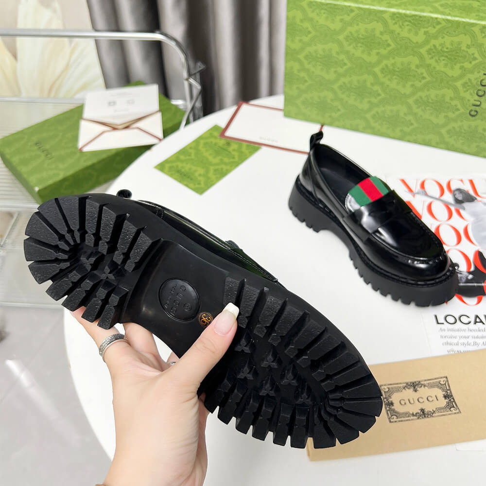 Gucci Women s loafer with Web Shoes - Replica Luxury Bags™