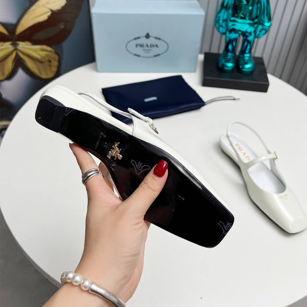 Prada Patent Leather Slingback Ballerinas Shoes - Replica Luxury Bags™