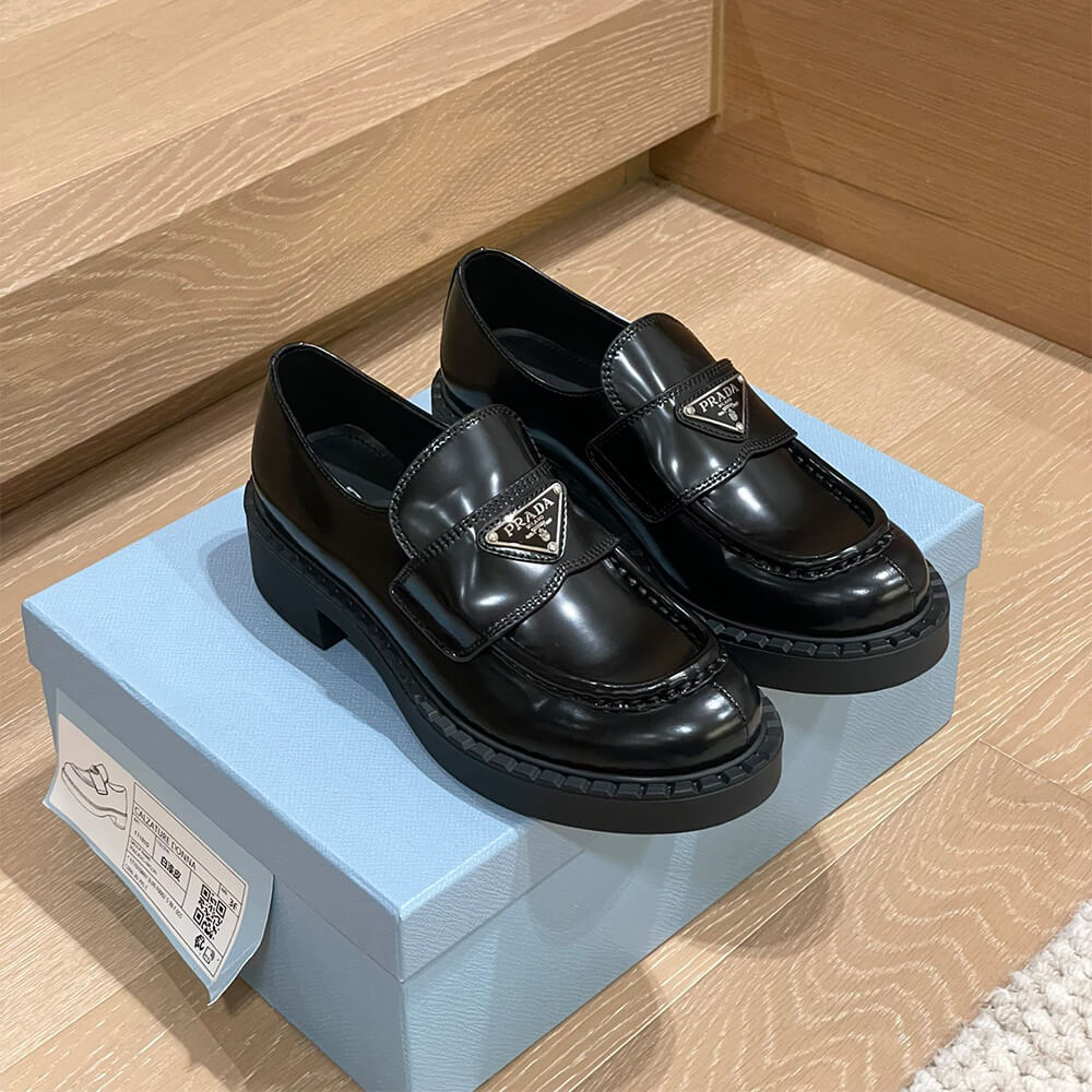 Prada chocolate brushed leather loafers Shoes - Replica Luxury Bags™