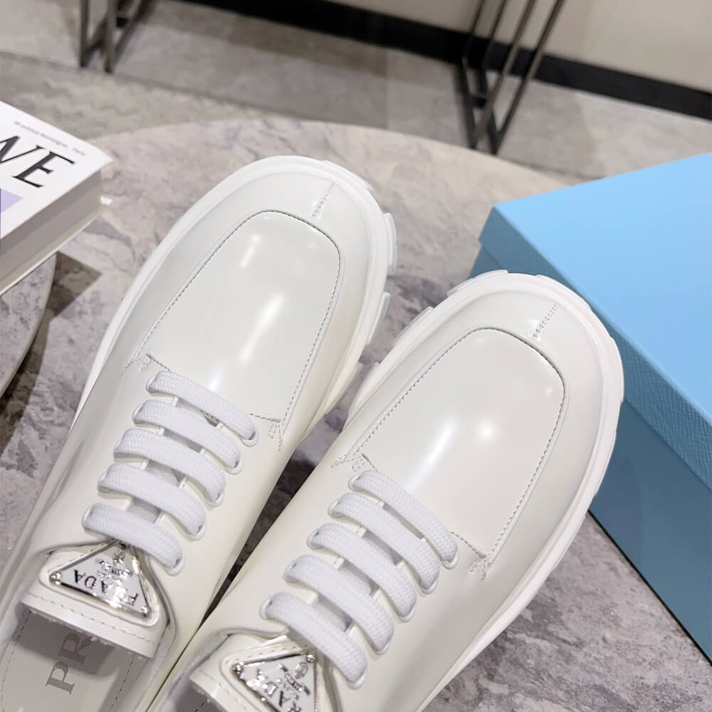 Prada Monolith brushed leather lace-up shoes Shoes - Replica Luxury Bags™