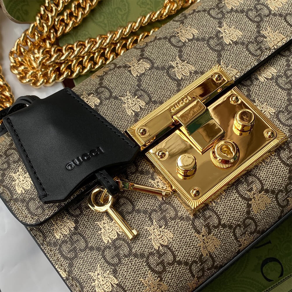 Gucci Padlock Small GG Bees Shoulder Bag - Replica Luxury Bags™