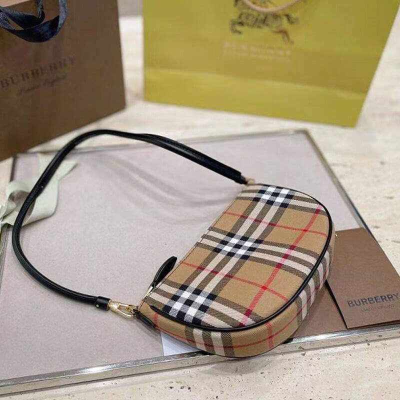 Burberry Olympia Pouch Checked Shoulder Bag - Replica Luxury Bags™