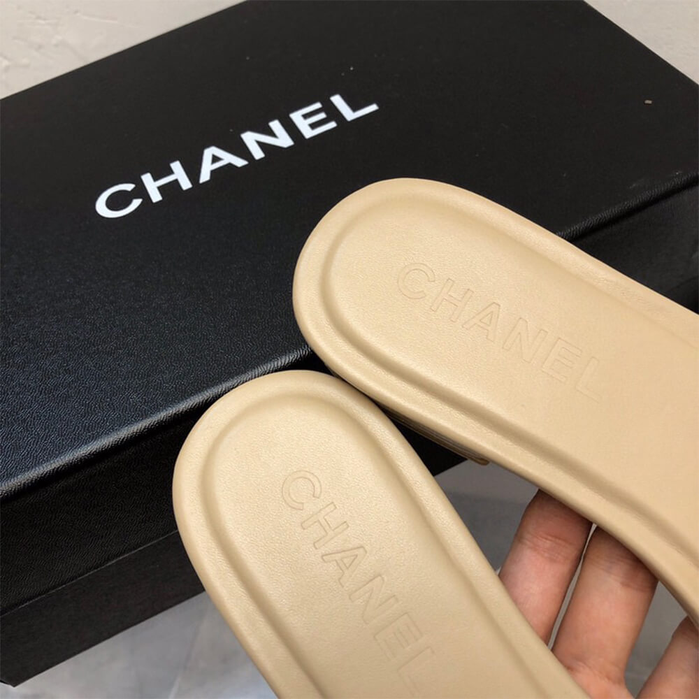 Chanel Ivory Slides Shoes - Replica Luxury Bags™
