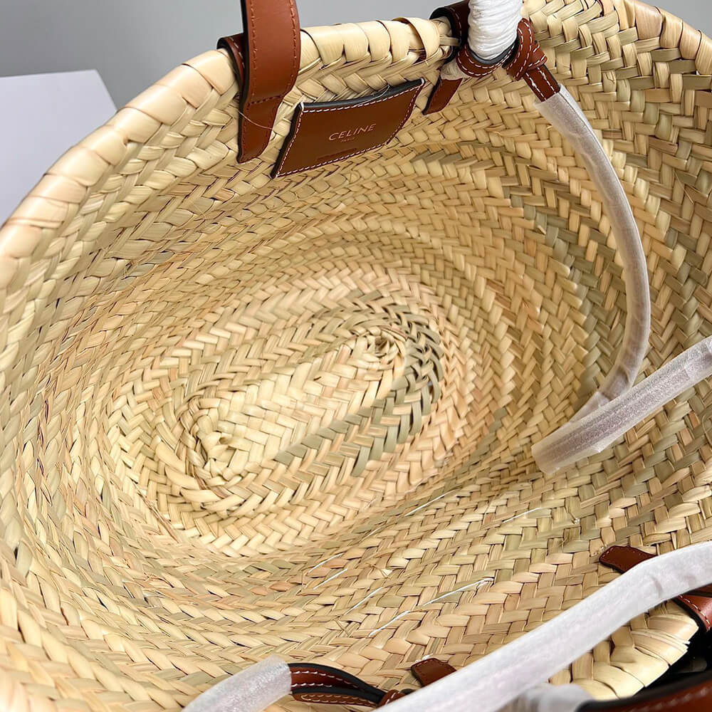 Teen Celine Classic Panier In Palm Leaves and Calfskin Bag - Replica Luxury Bags™