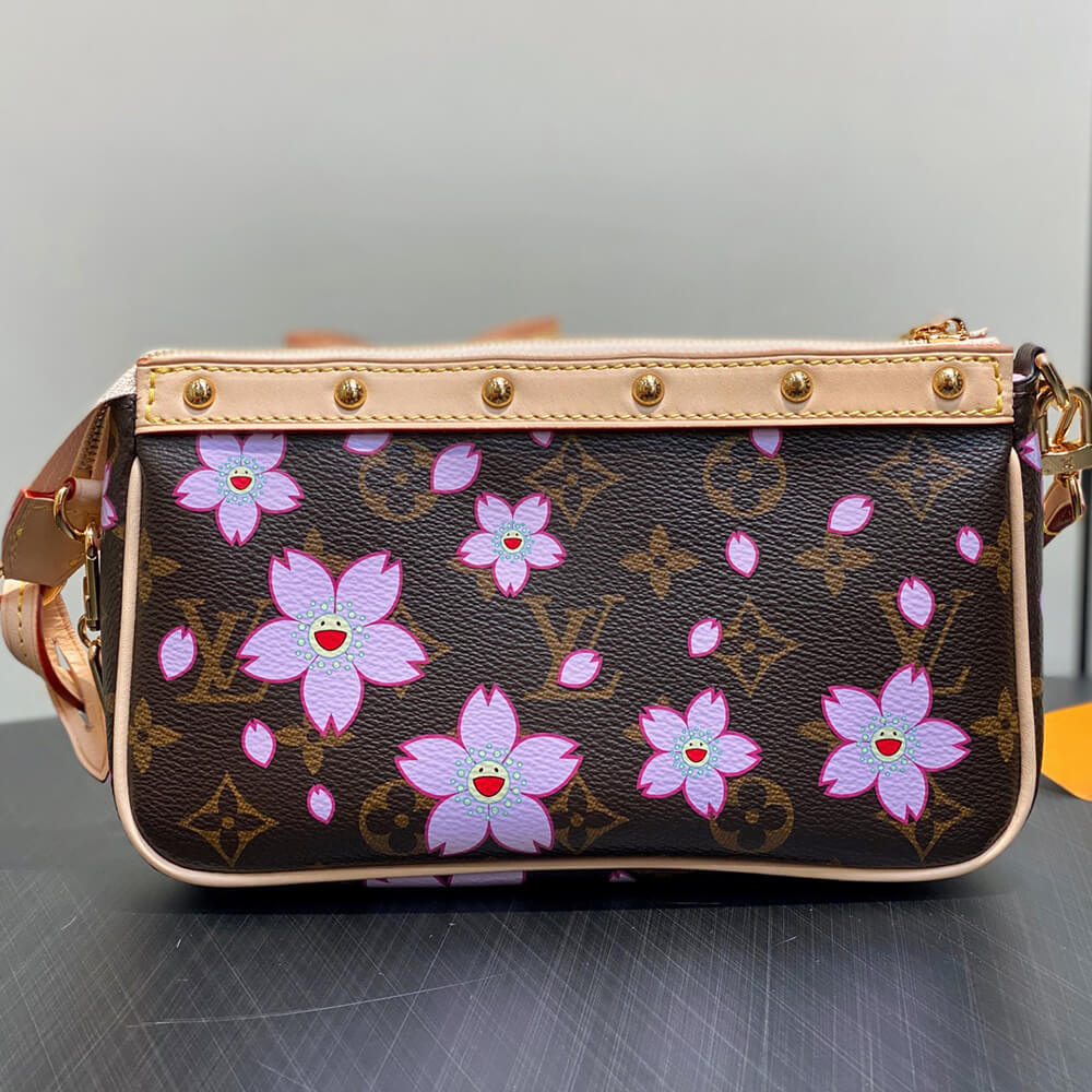 LV x TM Pochette Accessoires Bag in Canvas Sakura Brown - Replica Luxury Bags™