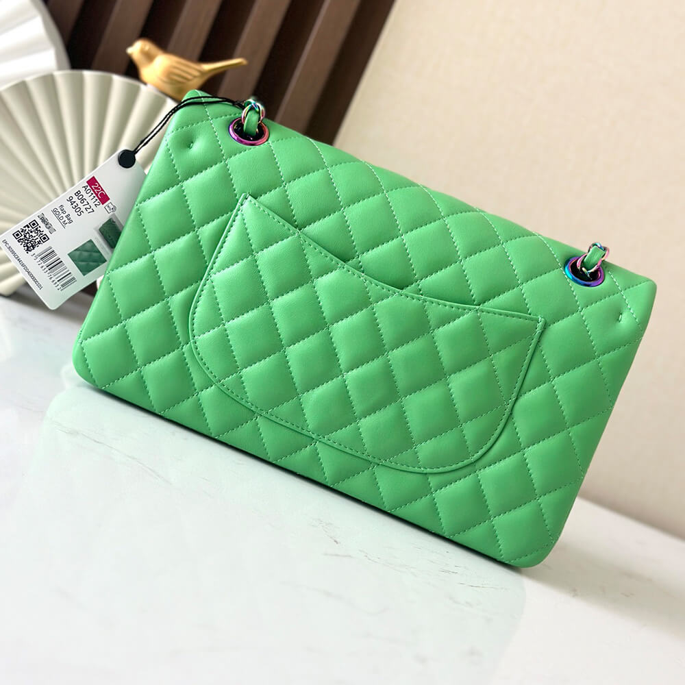 Chanel Classic Flap Handbag in Green and Blue - Replica Luxury Bags™