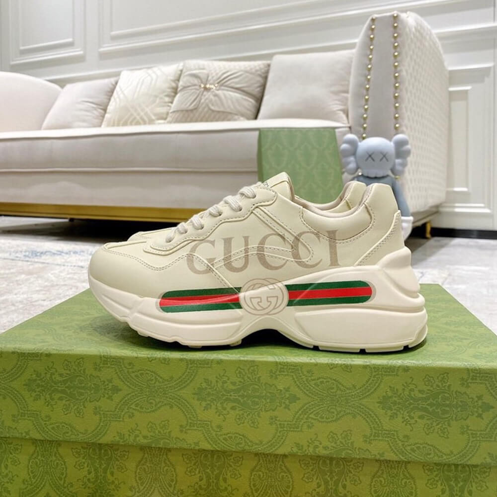 Rhyton Gucci logo leather sneaker Shoes - Replica Luxury Bags™