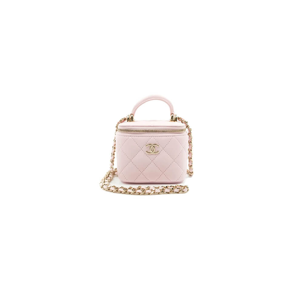 Chanel Quilted Pearl Crush Mini Vanity Case Bag With Top Handle - Replica Luxury Bags™