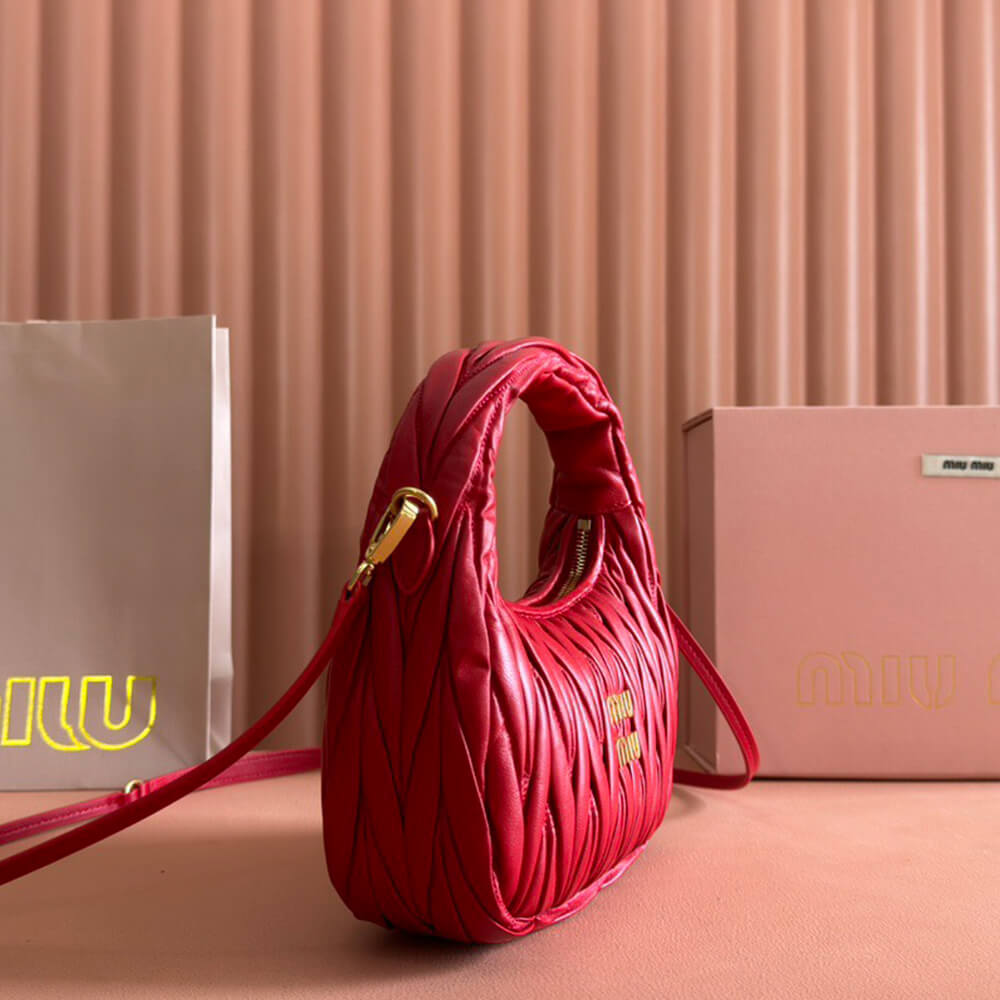 Miumiu Small Wander Matelasse Nappa Leather Hobo Bag - Replica Luxury Bags™