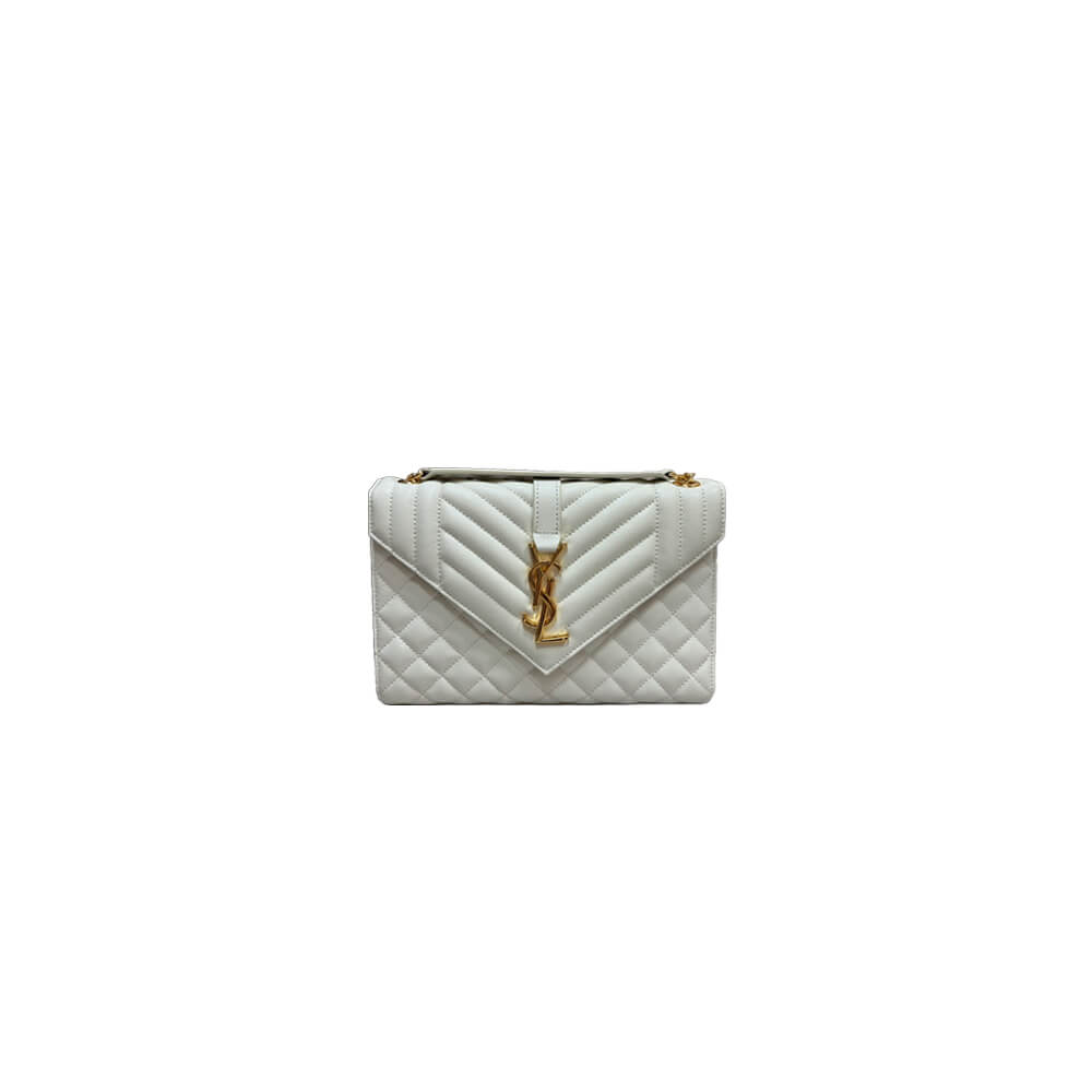 YSL Envelope Medium Bag in Grained Leather - Replica Luxury Bags™