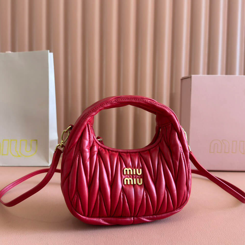 Miumiu Mini Wander Matelasse Nappa Leather Hobo Bag - Replica Luxury Bags™