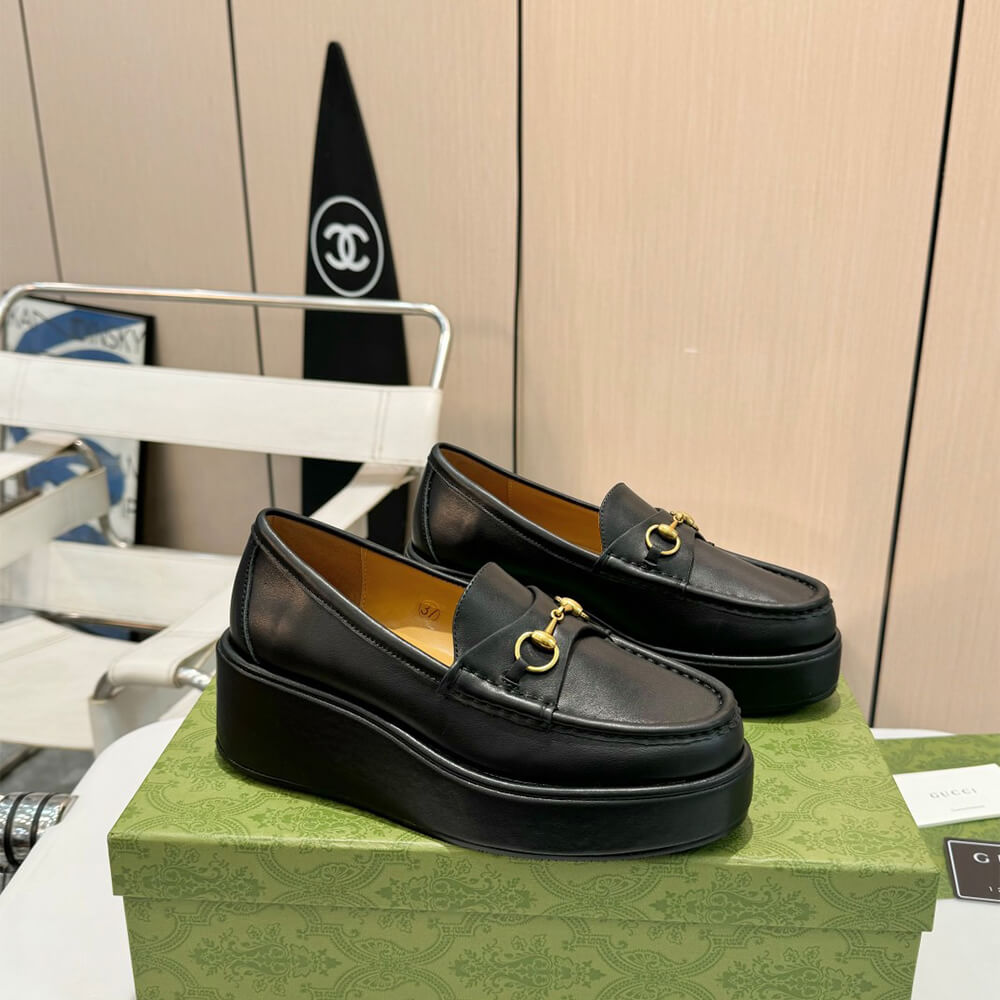Gucci Women s Horsebit wedge loafer Shoes - Replica Luxury Bags™