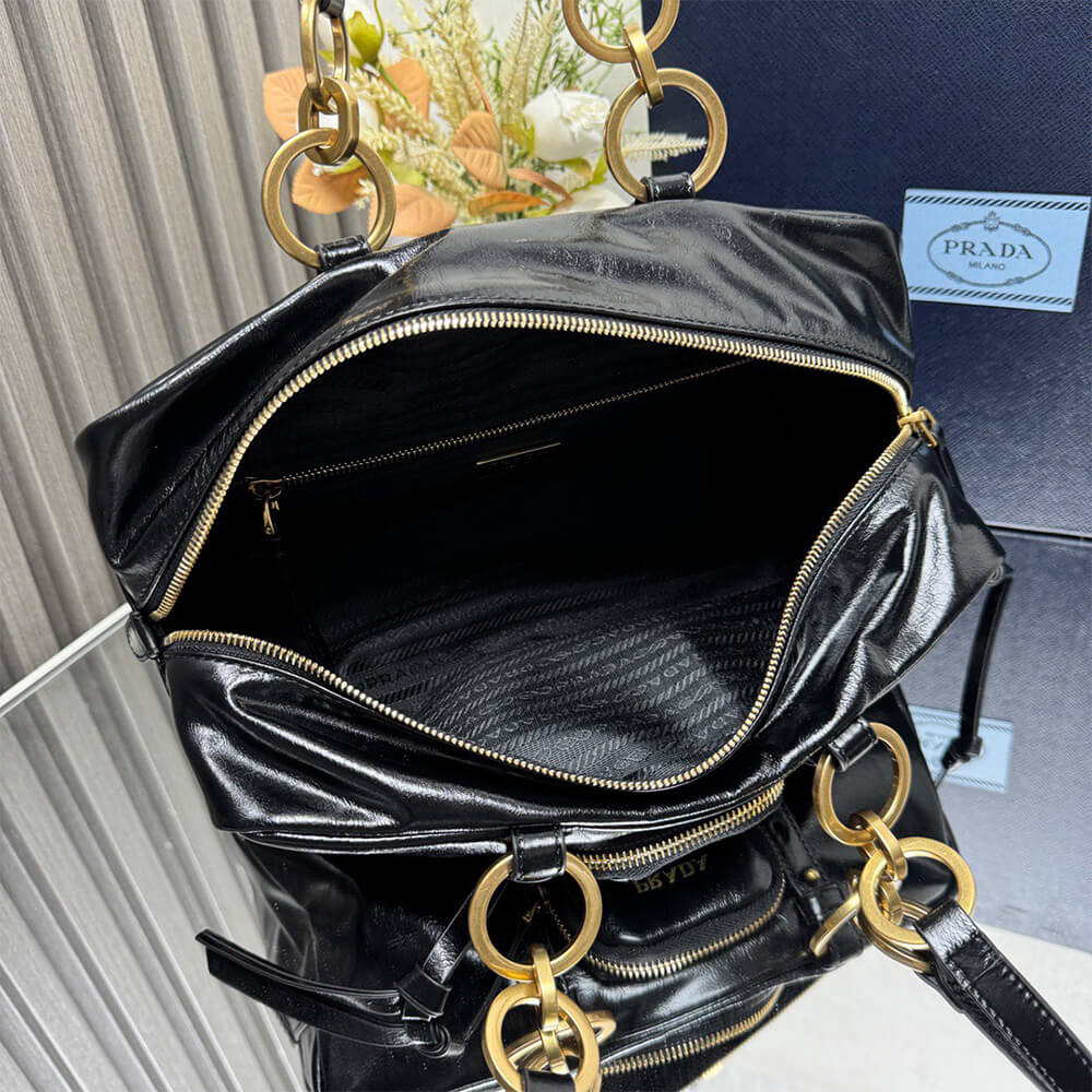 Prada Dangle Medium Leather Top Handle Bag - Replica Luxury Bags™
