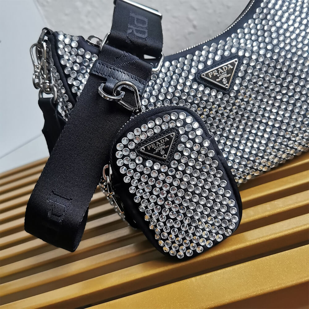 Prada Re-Edition 2005 Satin Bag with Crystals - Replica Luxury Bags™