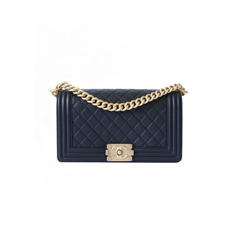 Boy Chanel Handbag in Black Caviar and Gold Hardware - Replica Luxury Bags™