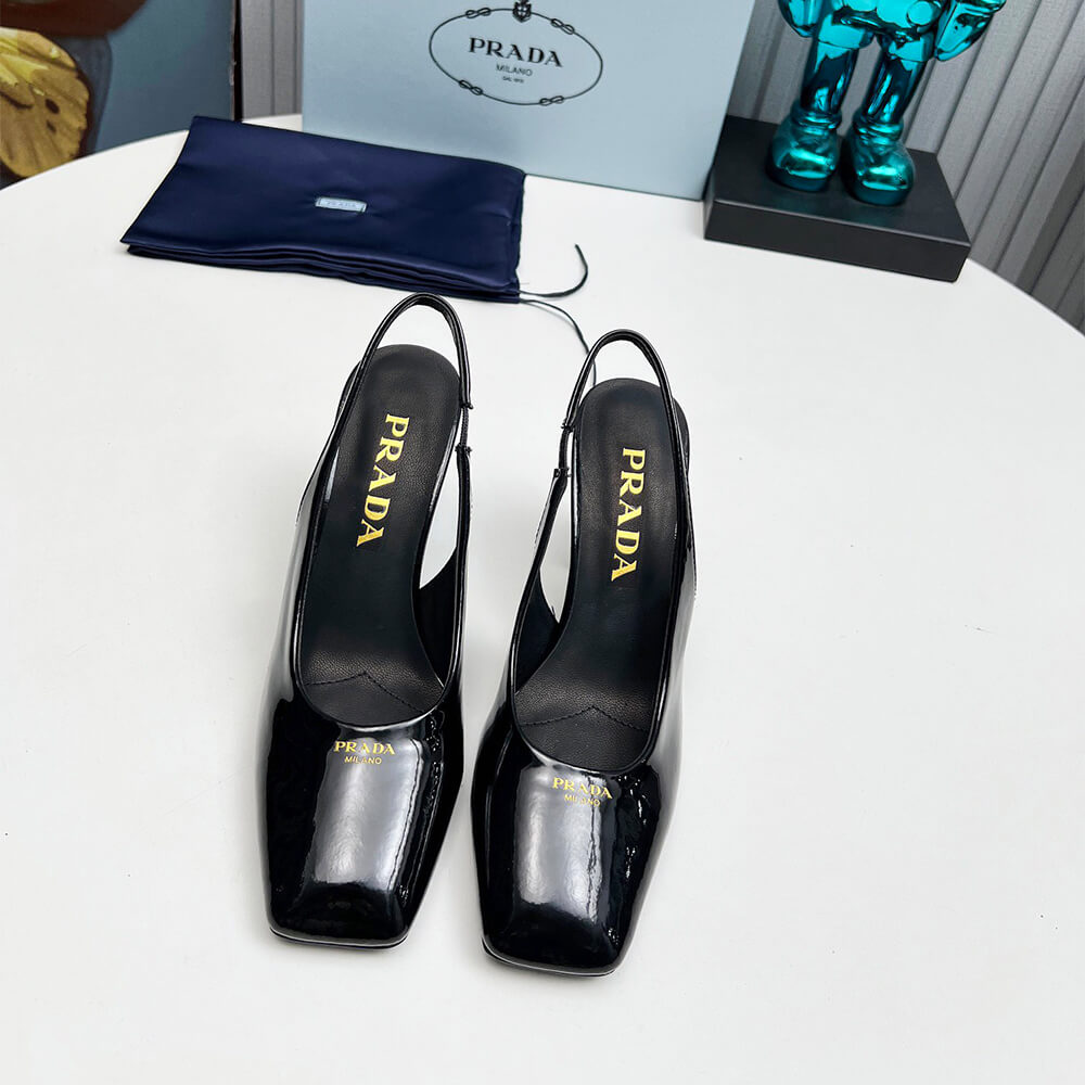 Prada Patent Leather Slingback Pumps 85 mm Shoes - Replica Luxury Bags™
