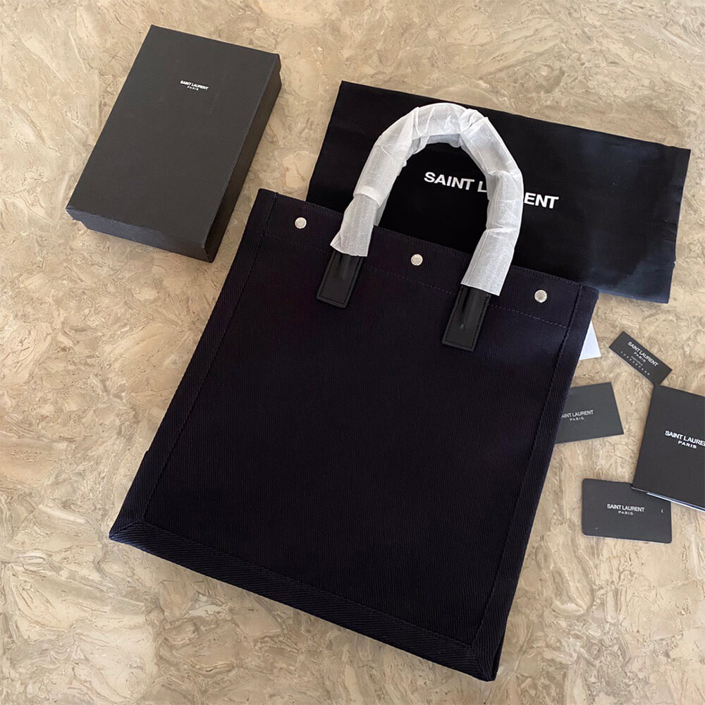 YSL Rive Gauche North/South Tote Bag in Printed Canvas and Leather - Replica Luxury Bags™