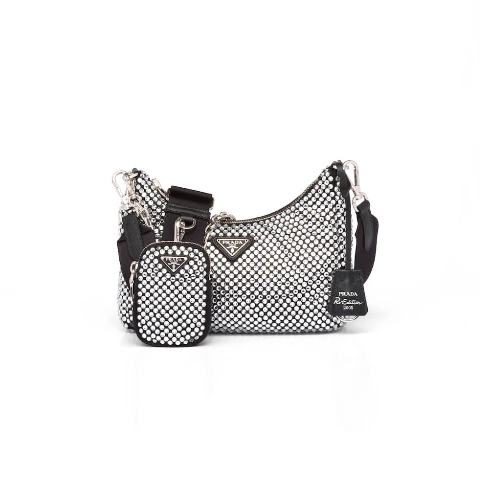 Prada Re-Edition 2005 Satin Bag with Crystals - Replica Luxury Bags™