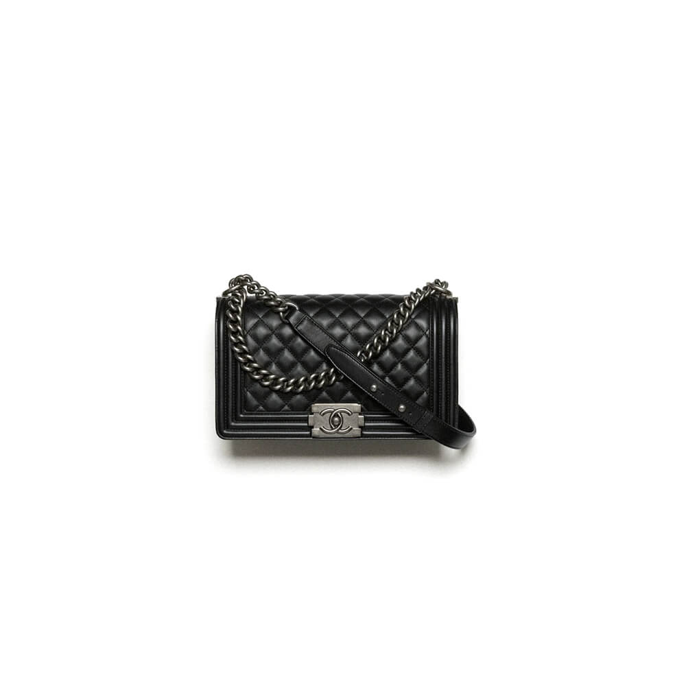 Boy Chanel Handbag in Black Calfskin and Silver Hardware - Replica Luxury Bags™