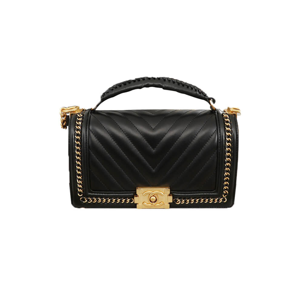 Chanel Top Handle Chevron Boy Handbag - Replica Luxury Bags™