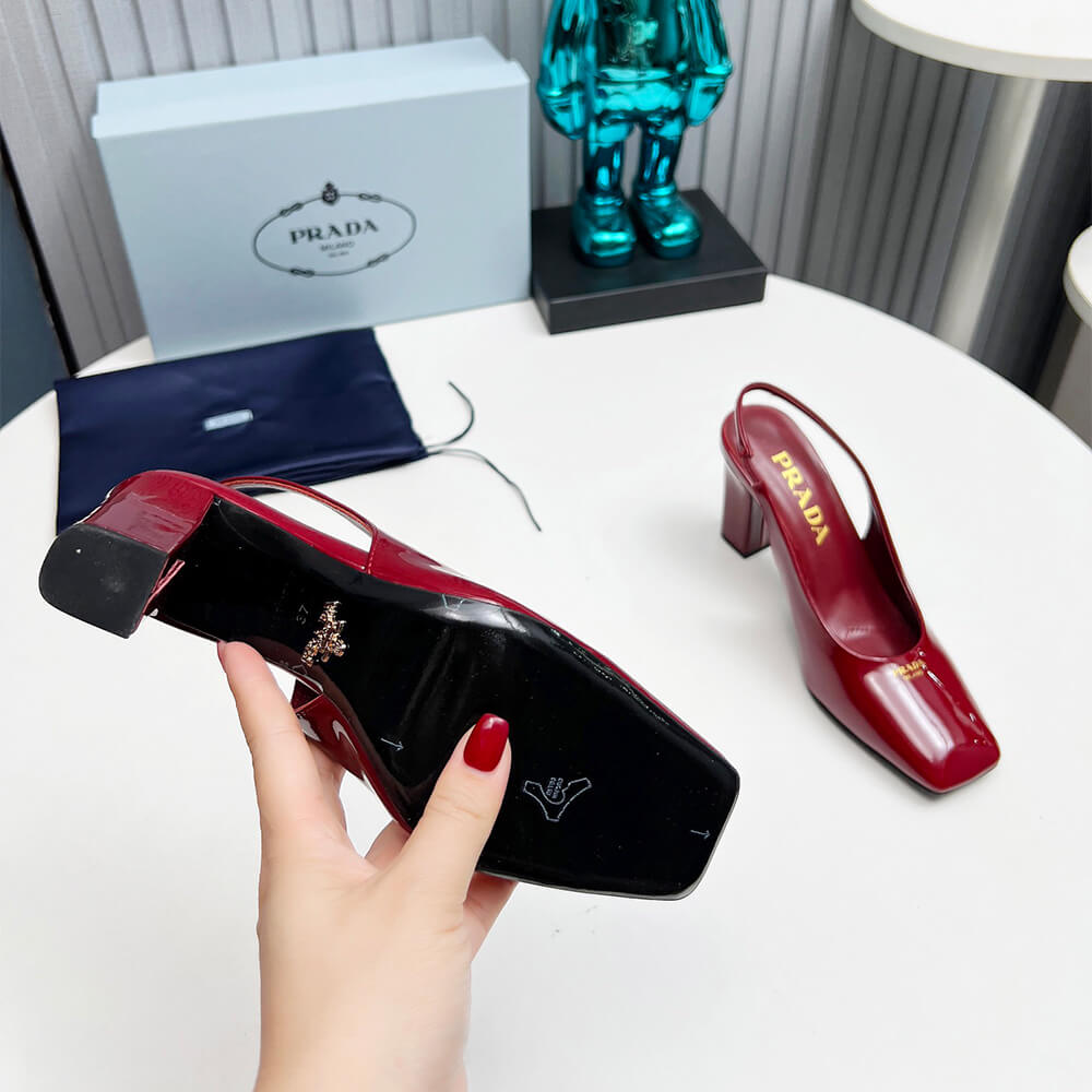 Prada Patent Leather Slingback Pumps 85 mm Shoes - Replica Luxury Bags™