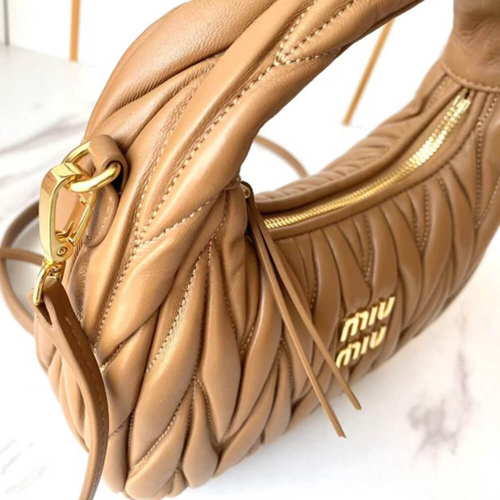 Miumiu Small Wander Matelasse Nappa Leather Hobo Bag - Replica Luxury Bags™