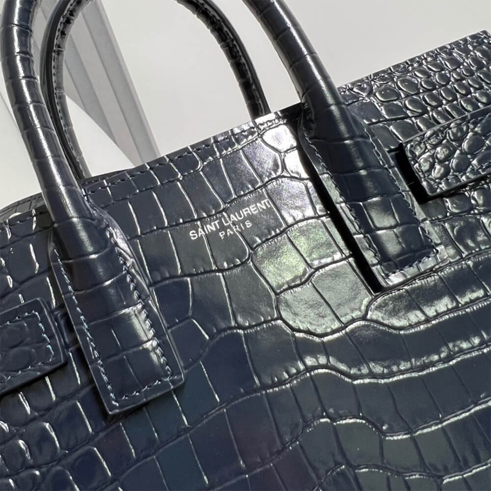YSL Sac De Jour Nano Bag in Embossed Crocodile Shiny Leather - Replica Luxury Bags™
