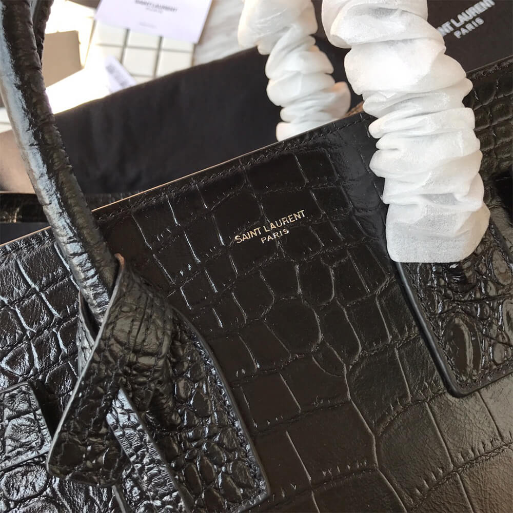 YSL Small Sac De Jour Bag in Matte Embossed Crocodile Leather - Replica Luxury Bags™
