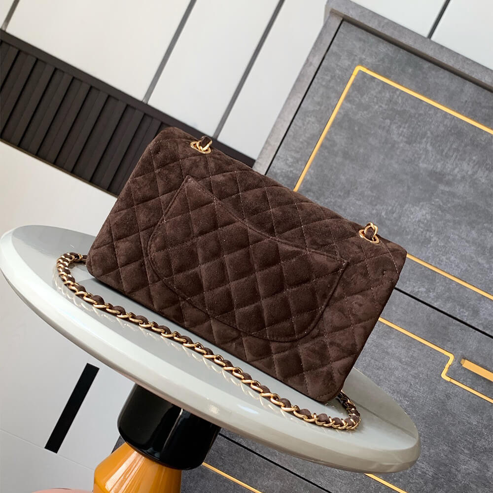 Chanel Suede Classic Double Flap Handbag - Replica Luxury Bags™