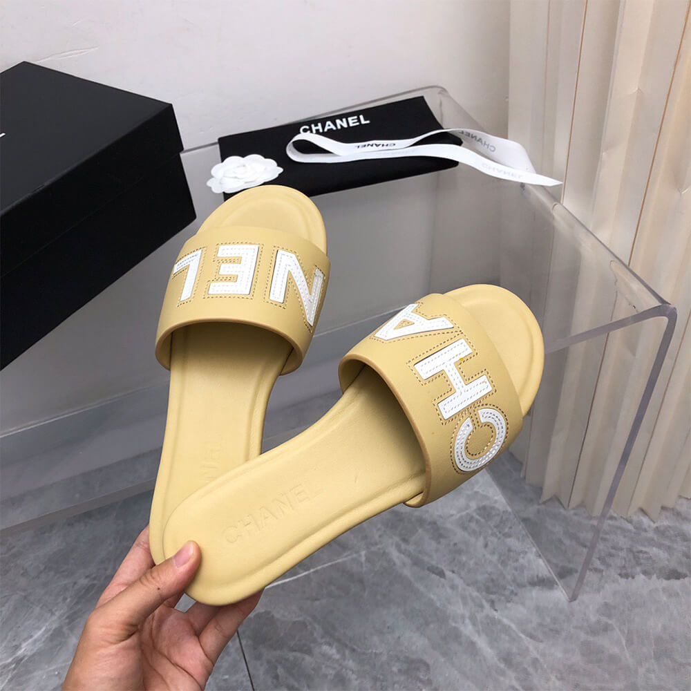 Chanel Ivory Slides Shoes - Replica Luxury Bags™