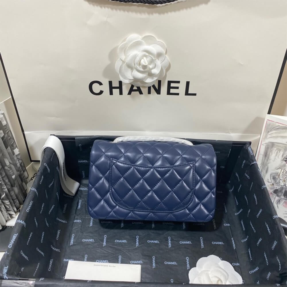 Chanel Mini Flap Bag in Navy with Silver Hardware - Replica Luxury Bags™