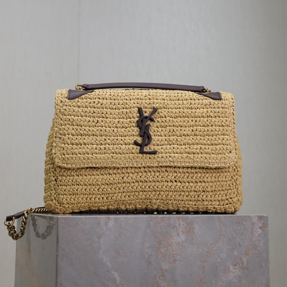 YSL Saint Laurent Niki Chain Medium Bag In Raffia - Replica Luxury Bags™