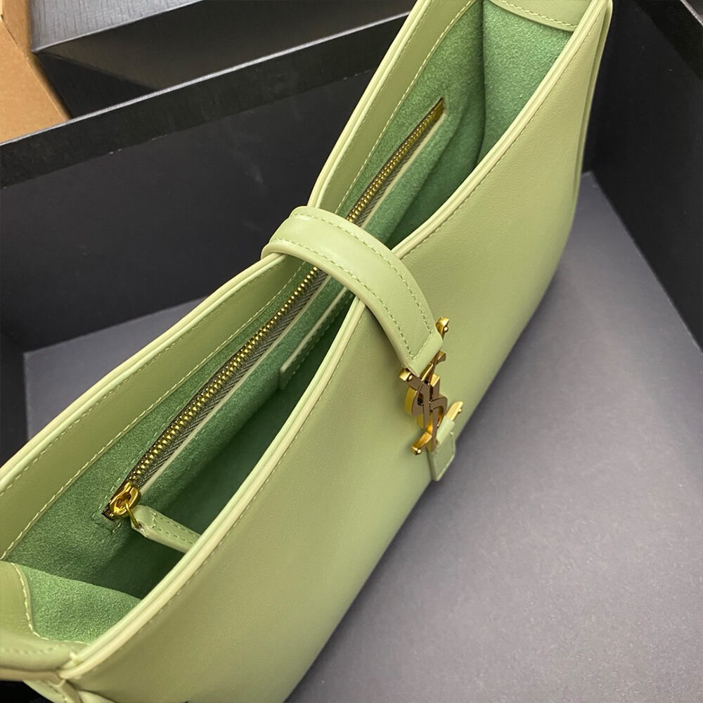 YSL LE 5 A 7 Hobo Bag in Light Green Smooth Leather - Replica Luxury Bags™