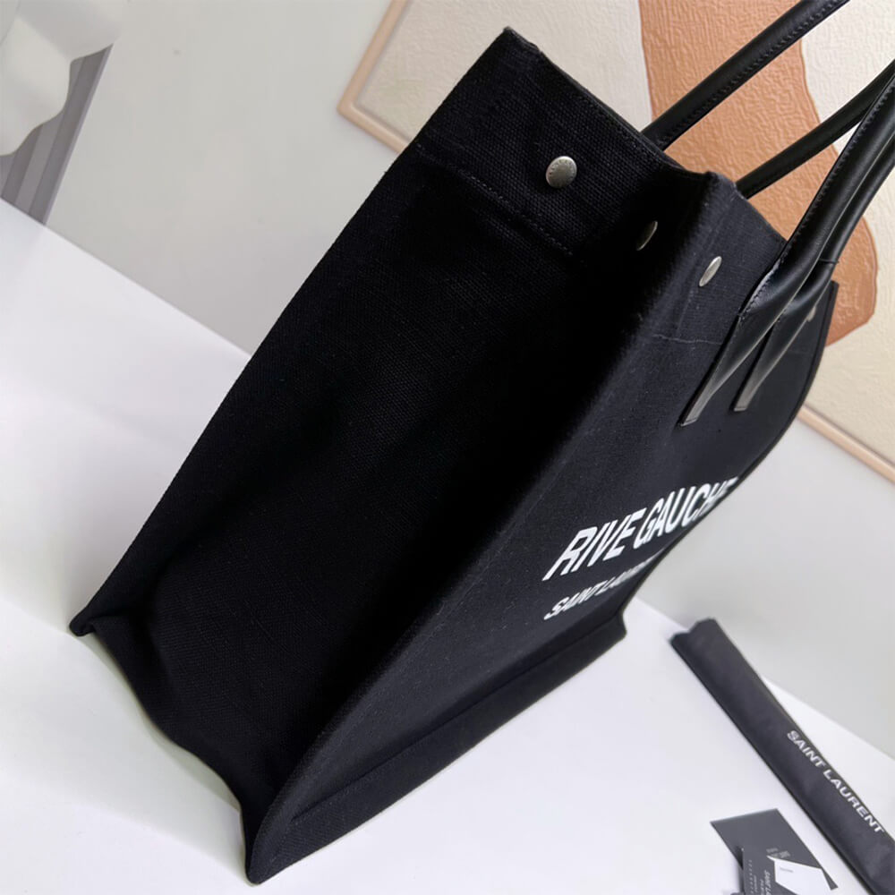 YSL Rive Gauche Tote Bag in Linen and Leather - Replica Luxury Bags™