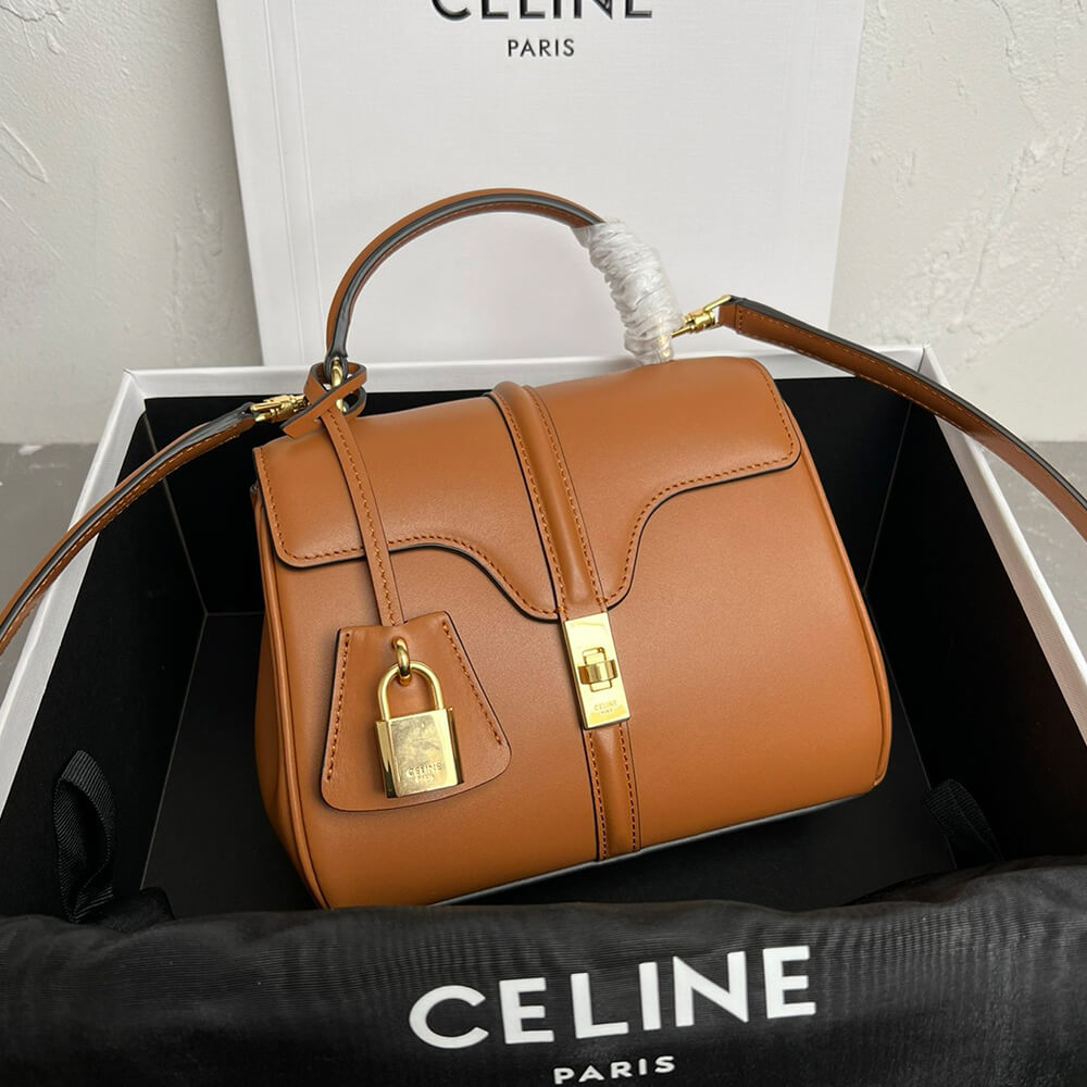 Celine Mini 16 Bag in Satinated Calfskin - Replica Luxury Bags™