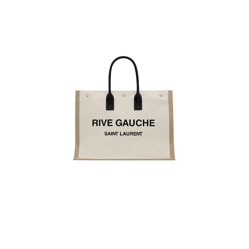 YSL Rive Gauche Tote Bag In Linen And Leather - Replica Luxury Bags™