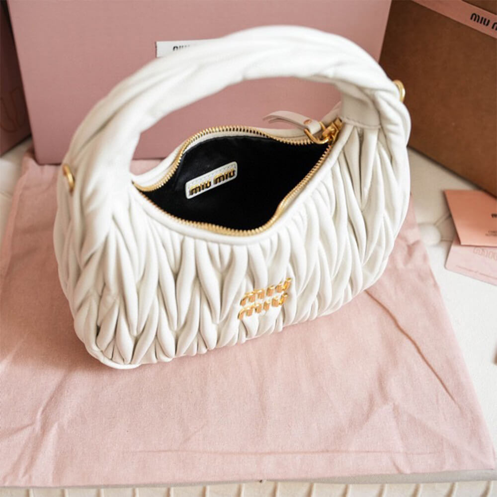 Miumiu Small Wander Matelasse Nappa Leather Hobo Bag - Replica Luxury Bags™