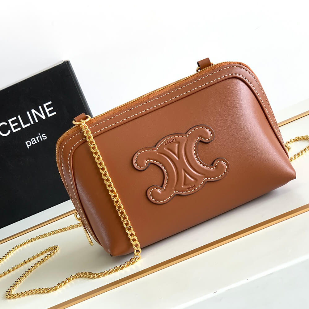 Celine Clutch Bag on Chain Cuir Triomphe in Smooth Calfskin - Replica Luxury Bags™