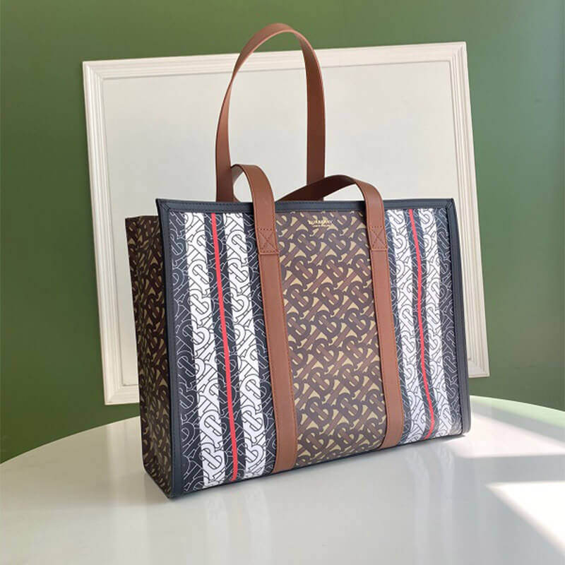Burberry Monogram Stripe E-canvas Tote Bag - Replica Luxury Bags™