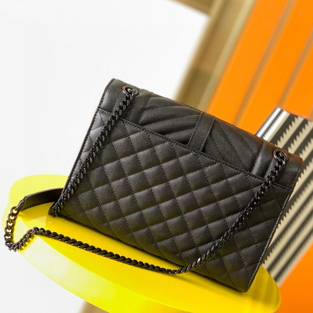 YSL Envelope Medium Bag in Quilted Grain De Poudre Embossed Leather - Replica Luxury Bags™