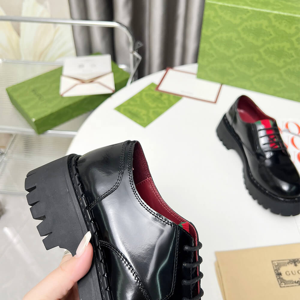 Gucci Women s lace-up with Web Shoes - Replica Luxury Bags™