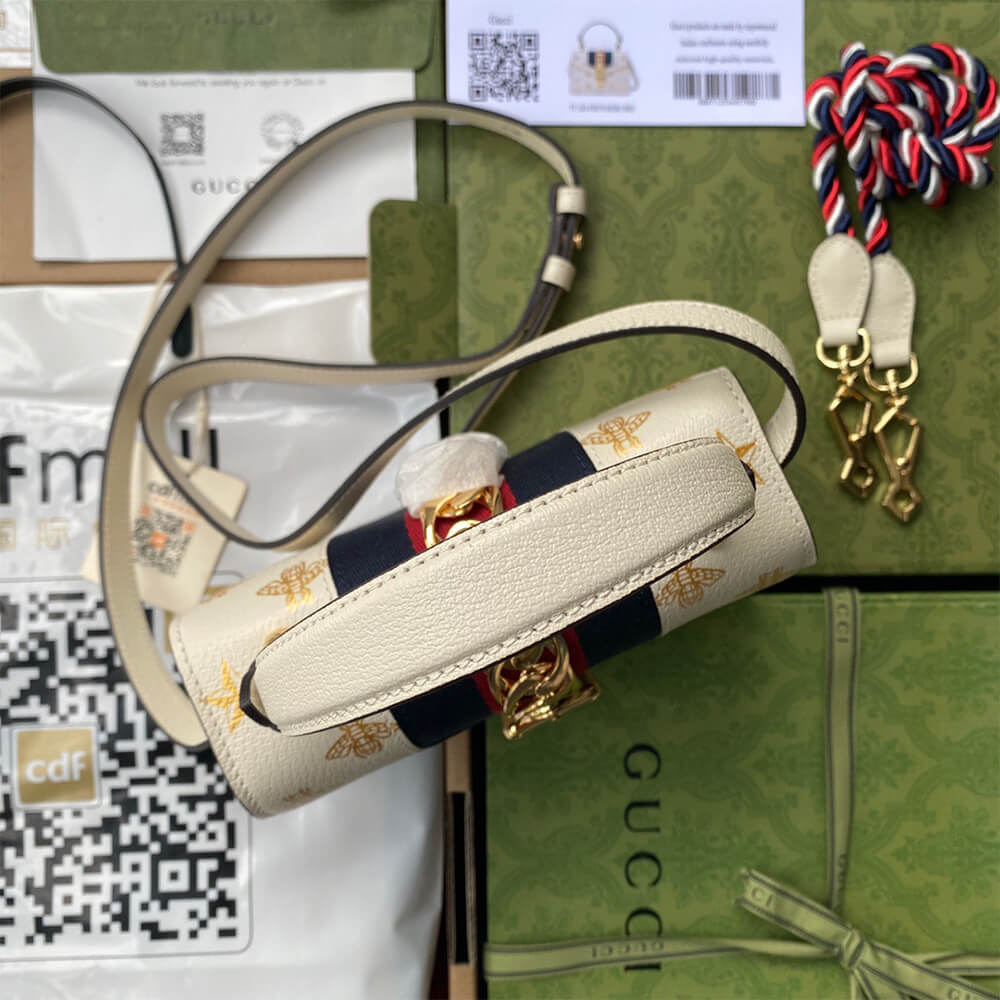 Gucci GG Sylvie Bee Star Mini Leather Bag - Replica Luxury Bags™