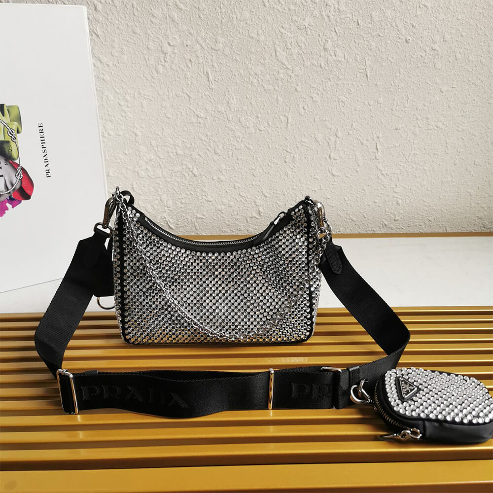 Prada Re-Edition 2005 Satin Bag with Crystals - Replica Luxury Bags™