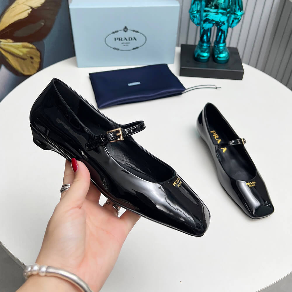 Prada Patent Leather Mary Jane Ballerinas Shoes - Replica Luxury Bags™